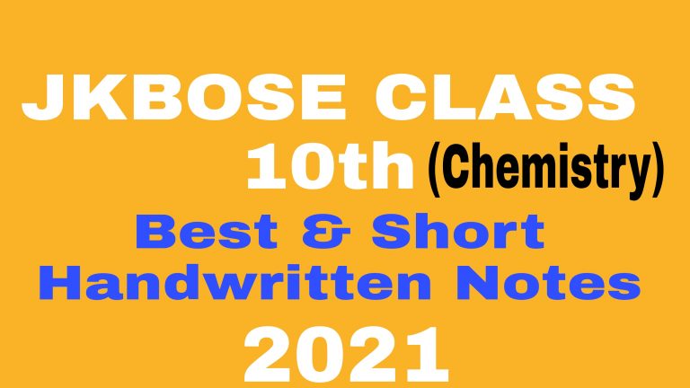 JKBOSE Class 10th Chemistry Notes Download Pdf | Handwritten Notes