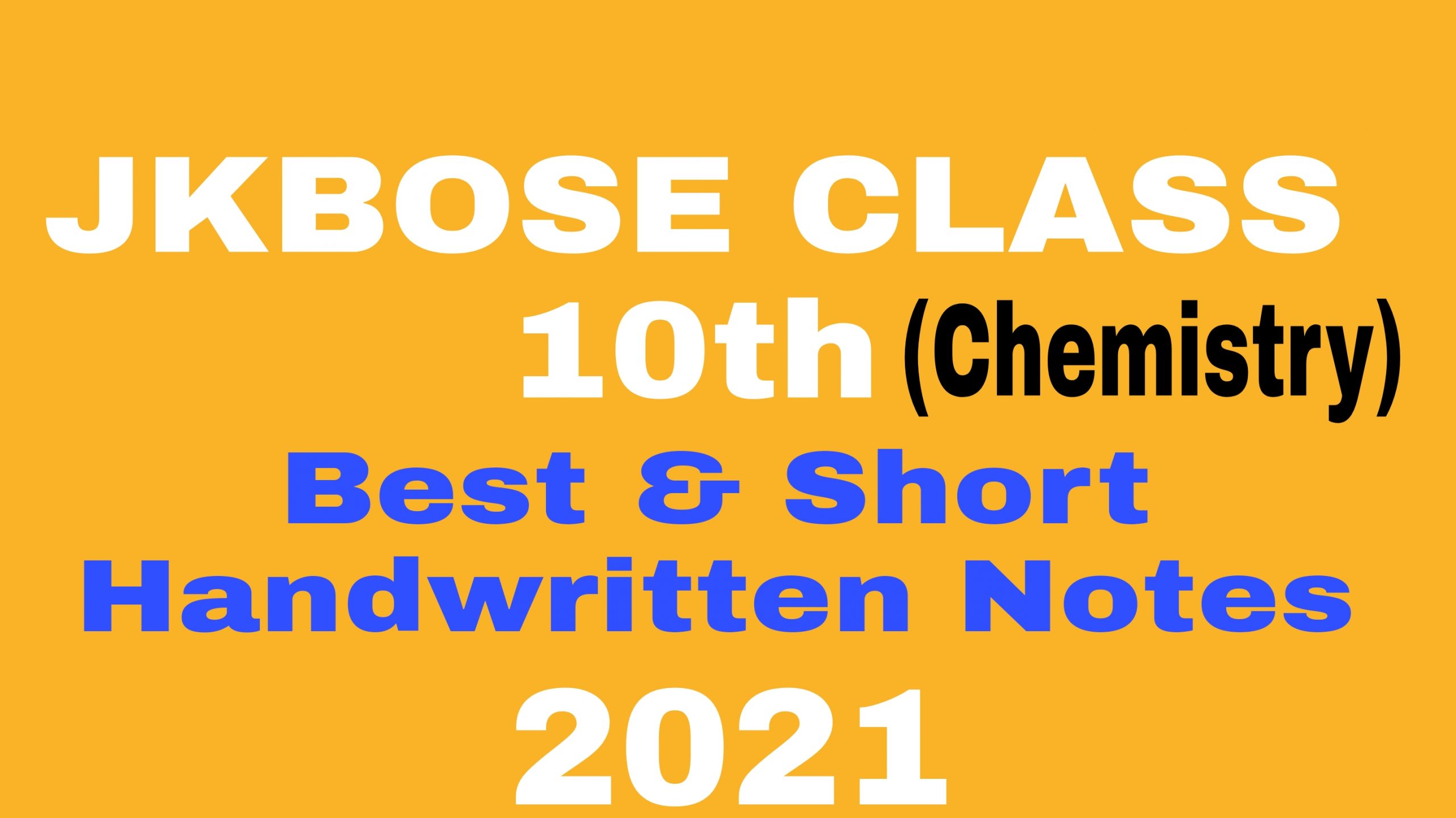 Class 10th Chemistry Notes PDF Download Science notes JKBOSE