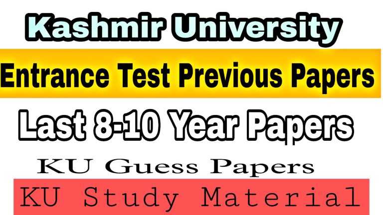 Download pdf Previous Years Entrance Test Question Papers for Kashmir University PG 2023