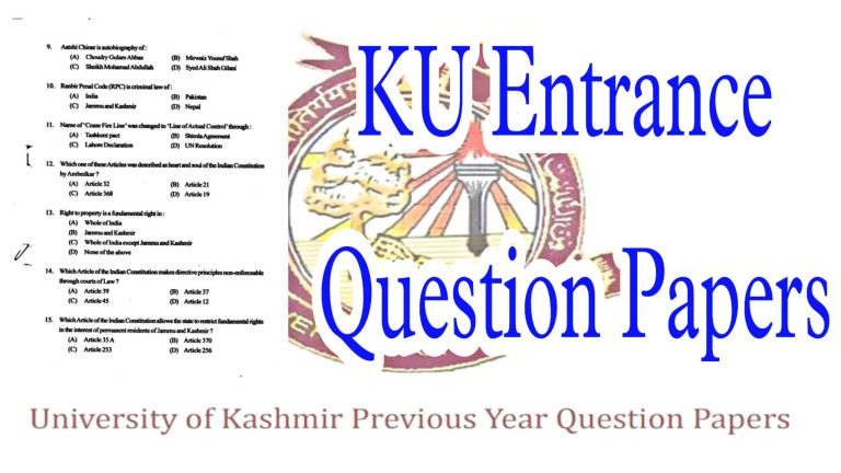 PG Entrance Papers of Kashmir University |  English PG Entrance Papers