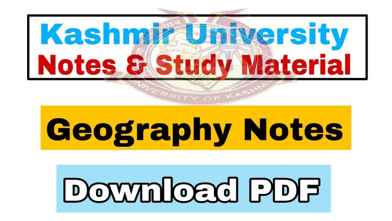 Kashmir University 4th Semester Notes Pdf Of Geography