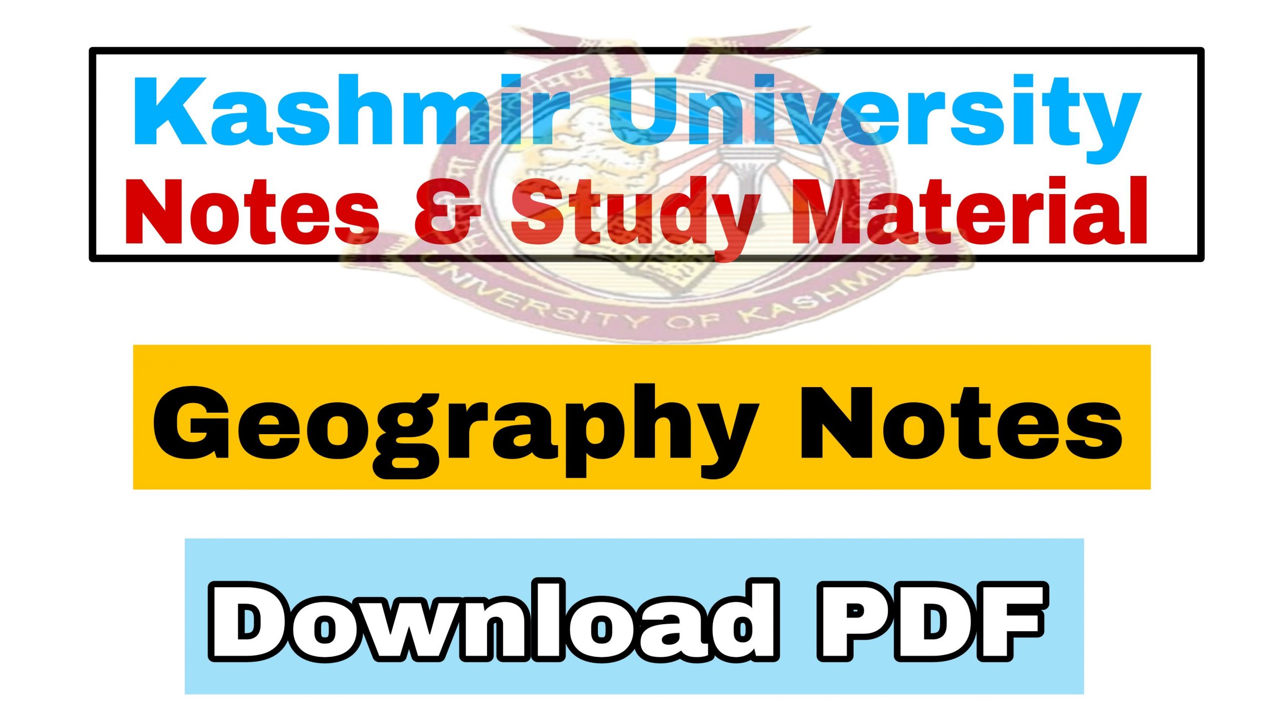 Kashmir University 4th Semester Notes PDF Of Geography | Download Here