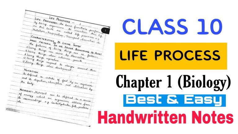 Download Life Processes Class 10th Handwritten Notes